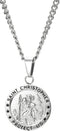 ORAZIO SAINT CHRISTOPHER Necklace 3.5mm Stainless Steel Penant Necklace Curb Link Chain 22-24 Inches...