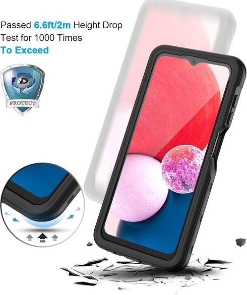 Lanhiem Samsung A13 LTE 4G Case, (NOT for 5G) IP68 Waterproof Dustproof Case with Built-in Screen Protector, Full Body Heavy Duty Shockproof Prote...