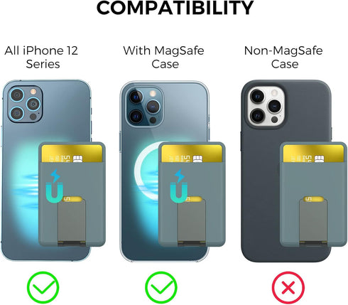 BIAJIYA Card Holder for Back of Phone for Stand MagSafe Magnetic Silicone Wallet Compatible with iPhone16/15/14/13/12/12 Pro/ 12 Mini/ 12 Pro Max ...