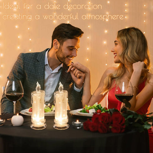 4PCS White LED Candles (D:2.5" x H:7"),LED Flameless Pillar Candles,Battery Operated Fake Candles, Velas Artificiales Para Decoracion for Valentin...