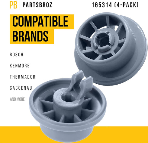 Dishwasher 00165314 Durable 165314 Lower Rack Wheel Compatible With Bosch PS3439123 AP2802428 Dishrack Roller Replacement SHV56C03UC SHE4AM12UC SHE43M05UC SHE43M02UC SHE43F06UC SHE43F05UC SHE43F02UC