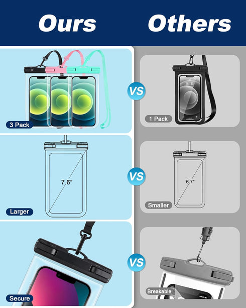 2024 Waterproof Phone Pouch: 3 Pack Cruise Ship Essentials Must Haves Dry Bag for Vacation Beach Travel Kayak Accessories, Water Proof Phone Case ...