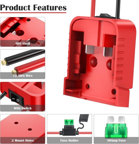2 Packs Power Wheels Adapter for Milwaukee M18 Battery Adapter 18V Power Wheels Battery Converter Kit with Fuse & Switch & Wire Terminals, 12AWG W...