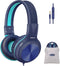 SIMOLIO Headphones Wired for Kids School Travel, Safe Volume 85dB/94dB/104dB, Over-Ear Boys Headphones with Microphone & Shareport, Foldable Sturd...