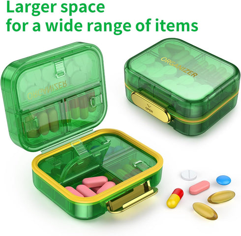 7 Compartment Travel Pill Box, Pill Organizer Moisture Proof Mini Pill Case, Small Pill Box for Pocket Purse, Daily Portable Medicine Vitamin Box,...