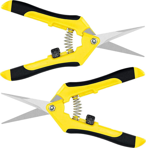 iPower 6.5 Inch Gardening Scissors Hand Pruner Pruning Shear with Straight Stainless Steel Blades, Yellow, 2-Pack...