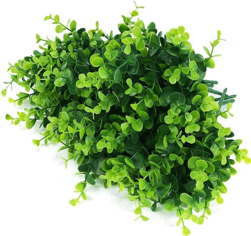 Artificial Plants Flowers Faux Boxwood Shrubs 6 Pack, Lifelike Fake Greenery Foliage with 42 Stems for Garden, Patio Yard, Wedding, Office and Far...