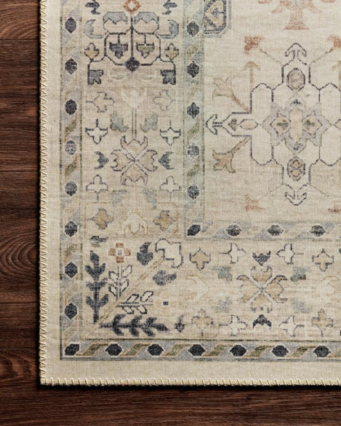Loloi Hathaway Collection HTH-04 Beige/Multi 2'-6" x 7'-6", .25" Thick Runner Rug, Soft, Durable, Printed, Modern, Low Pile, Non-Shedding, Easy Cl...
