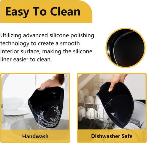 Silicone Crock pot Liners,Slow Cooker Liners,6-7 Quart Oval Reusable Crock pot Divider Insert,BPA-Free, Dishwasher Safe 2 in1(Black)...