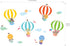 DECOWALL DWL-2010 Animals in Hot Air Balloons Wall Stickers Wall Decals Peel and Stick Removable Wall Stickers for Kids Nursery Bedroom Living Roo...