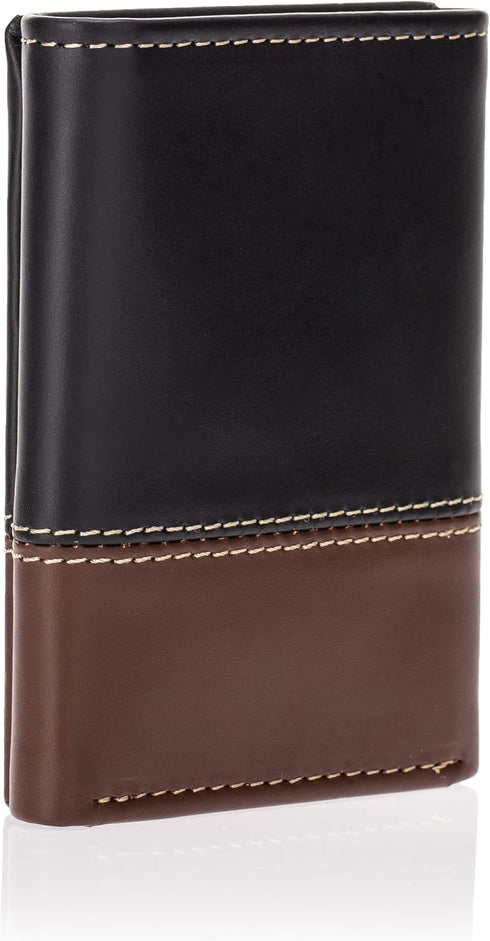 Timberland mens Leather Trifold Wallet With Id Window, Black/Brown (Hunter), One Size...