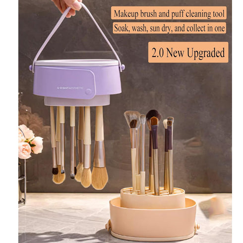 Makeup Brush Cleaner Mat,3 in 1 Upgraded Foldable Silicone Makeup Brush Cleaner Cosmetic Brush Cleaner Makeup Brush Scrubber Bowl for Cleaning, Or...
