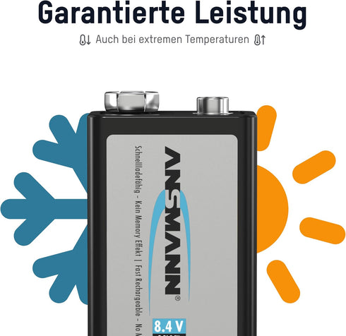 Ansmann 9V 300 mah Rechargeable Batteries...