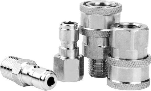 2 Sets NPT 3/8 Inch Pressure Washer Coupler Quick Connect Plug Stainless Steel Male and Female Quick Connect Fittings Pressure Washer Adapter Set ...