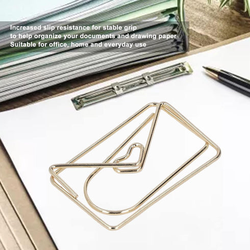 100pcs Golden Cute Small Paperclips, Crown Envelope Shape Paperclips Small Paper Clips for Office School Wedding Party Invitation Valentine Decora...