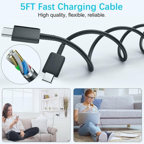 Android Charger Fast Charging, 25W Samsung USB C Fast Wall Charger with 5FT Android Phone Charging Cable for Galaxy S24 Ultra/S24+/S24/S23 Ultra/S...