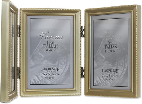 Lawrence Frames Bead Border Design, 3.5x5 Triple, Satin Gold...