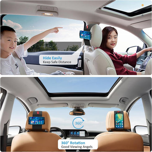 2 Pack Car Phone Headrest Holder - Car Back Seat Headrest Phone Mount for Kids, Road Trip Essentials, Compatible with iPhone, Samsung, Google, Hua...