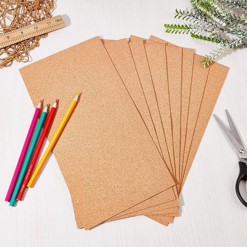 OLYCRAFT 10 Sheets Cork Sheets 12x6.1 Inch Thin Cork Roll 1mm Thick Brown Cork Board Rectangle Cork Tiles Cork Mats for Coaster Placemat Kitchen D...
