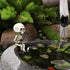 Halloween Fishing Skeleton Garden Accessory, Mini Skeleton Figurines Statue Decor for Fishing Enthusiast Gift Pond Fountain Waterfalls Poolside Go...