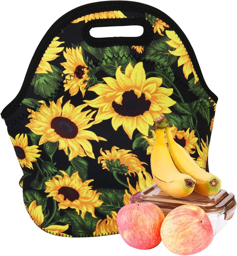 Violet Mist Neoprene Lunch Bag Insulated Reusable Sunflower Lunch Box Floral Lunch Bag Lunch Bags Tote Thermal Lunchbags Lightweight Food Handbags...
