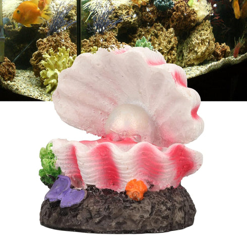 Tnfeeon Aquarium Shell Air Bubbler Decoration Simulation Artificial Resin Fish Reservoir Shell Ornament with Air Bubble Stones...