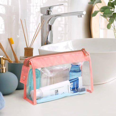 PACKISM Clear Makeup Bag - Large Opening Clear Pouches with Zipper, Help Organize Travel Toiletries Neatly, TSA Approved Toiletry Bag for Easily P...