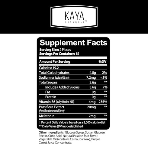 Kaya Naturals Organic Sleep Gummies (26mg) | Health Supplement for Adults | Vitamin B6 and Melatonin Gummies | Gummy Vitamins for Women and Men | ...