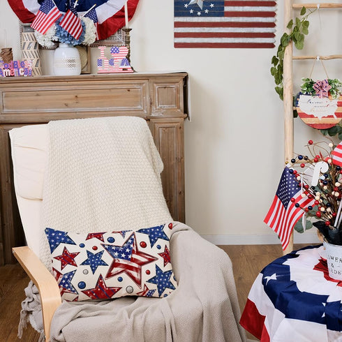 AACORS 4th of July Pillow Covers 12x20 Inch Stars Beads Decor Patriotic America USA Flag Holiday Pillow Case Independence Memorial Day Decorations...