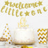 Welcome Little One Glitter Banner, Pre-strung Baby Shower Banner, Gender Reveal Party Decor (Gold)...