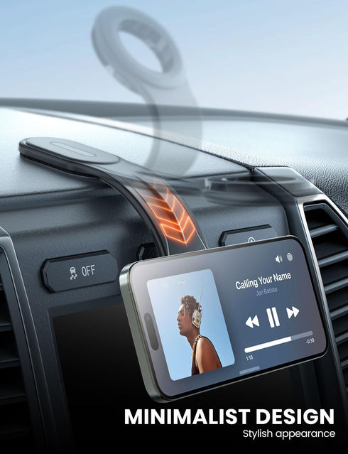 eSamcore for MagSafe Car Mount Detachable, Bendable Aluminum Arm Magnetic Phone Holder for Car?20 Strong Magnets? Cell Phone Mount for Car Dash Fi...