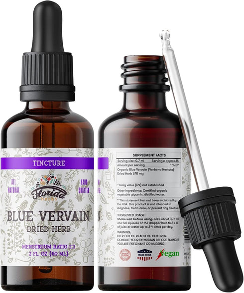 Blue Vervain Herb Organic Extract – Organic Blue Vervain Herb – Natural Vervain Supplement for Men & Women – Made in USA - 2 oz...