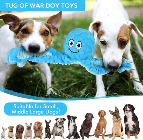 Squeaky Dog Toys Octopus Stuffed Crinkle Toy, Puppy Chew Toys for Teething, Durable Tug of War Interactive Plush Dog Toys for Puppies Small, Mediu...