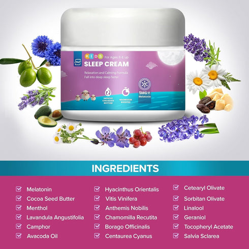 Kids Sleep Cream by PMT, Natural Sleeping Aid Regulates Sleep Patterns to Fall Asleep Faster, Uses Natural Ingredients Menthol & Lavender, Improve...