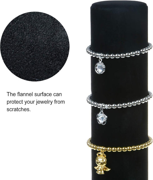 Velvet Vertical Tower Jewelry Bracelet Display Stand Bangle T-Bar Display Holder (Black)...