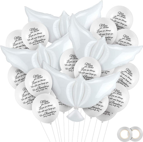 Skylety 36 Pieces Memorial Balloons to Release in Sky Memory Peace Dove Balloons Helium for Funeral, Condolence, Funeral, Anniversary, Memorial Se...