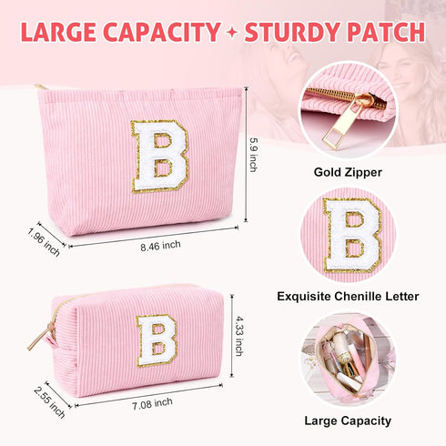 Graduation Gifts Personalized Initial Makeup Bag Mothers Day Gifts Teach Bag Makeup Bag Pouch Make Up Bags Travel Toiletry Bag for Her Mom Girlfri...