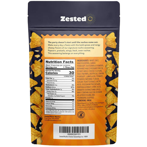 Nacho Cheese Seasoning - XL 6 oz Bag - Zested Mega Cheese Flavor in Every Bite - Gluten-Free and Nut-Free - Goes Great On Snacks, Appetizers, Dips...