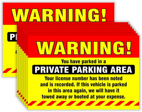 Private Parking Stickers (Pack of 50) Reserved No Permit Area Violation Warning Notice Vehicle is Illegally Parked - Large Size 6" X 9" – Yellow...
