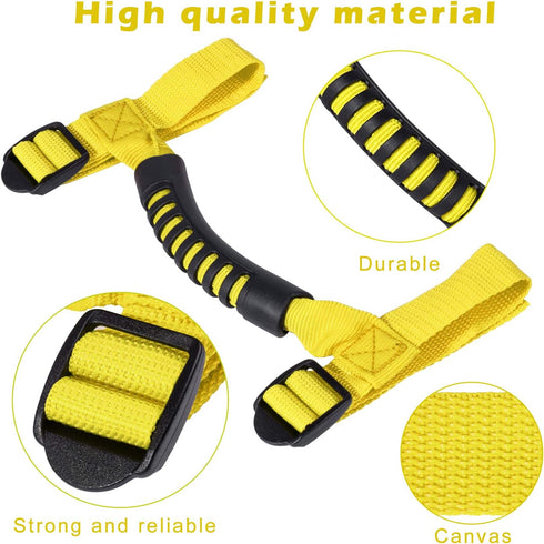 4 x Roll Bar Grab Handles Grip Handle for Jeep Wrangler YJ TJ JK JKU JL JLU Sports Sahara Freedom Rubicon X & Unlimited 1955-2024 2025 (Yellow)...