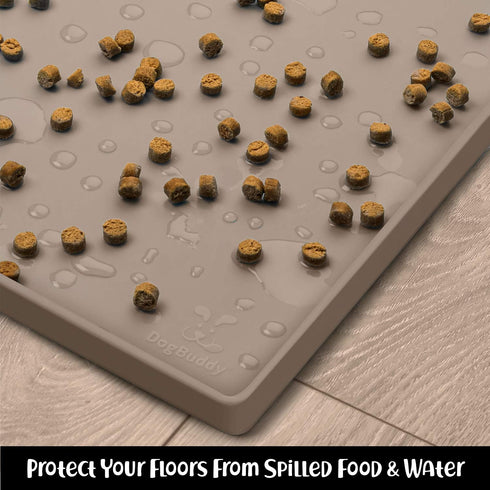 DogBuddy Dog Food Mat - Waterproof Dog Mat for Dog Bowls, Silicone Mat for Dog Food and Water Bowl, Rubber Dog Bowl Mat with Edges, Nonslip Pet Fo...
