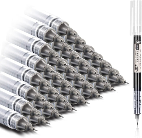 36 Pieces Rolling Ball Pens, Quick Dry Ink 0.5 mm Extra Fine Point Pens Liquid Ink Pen Rollerball Pens (Black-36 PCS)...