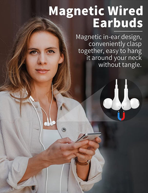 USB C Headphone for Samsung S23 FE S22 S21 S20 A53 A54 Wired Earbuds Magnetic in-Ear Type C Earphone with Microphone Volume Control Bass Stereo No...