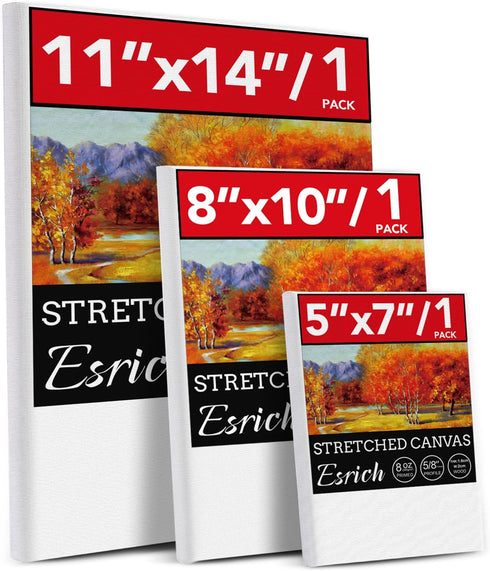 3 Pack Canvases for Painting with Multi Pack 11x14, 5x7, 8x10, Painting Canvas for Oil & Acrylic Paint...