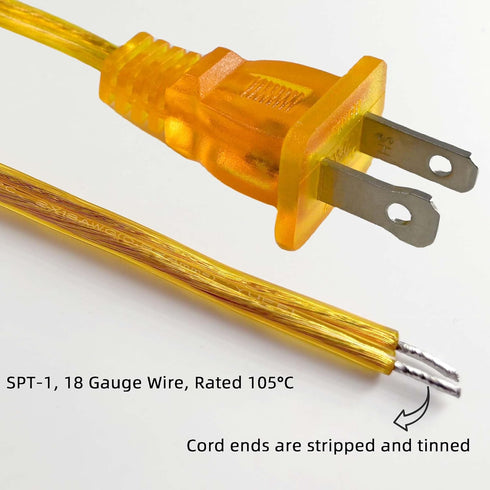 Clear Gold Lamp Cord, 8 Feet Transparent Replacement Lamp Cords for Lamp Repair Fix Project, SPT-1 Wire,18 AWG DIY Electrical Light Cable Cord wit...