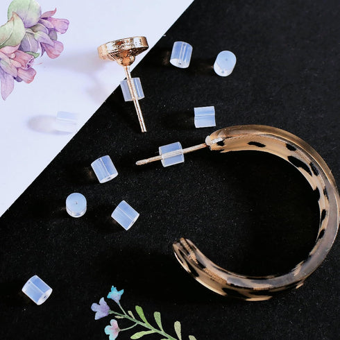 Clear Earring Backs, 200PCS Plastic Earring Stoppers, Tube Earring Findings, Hypo-allergenic Jewelry Accessories...