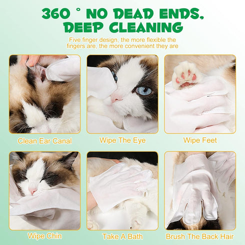 Dog Cleaning Wipes Gloves, Cleaning & Deodorizing Pet Oral Wipes for Cat Cleansing Teeth Glove Wipes - Reduces Plaque and Freshens Breath, Also Us...