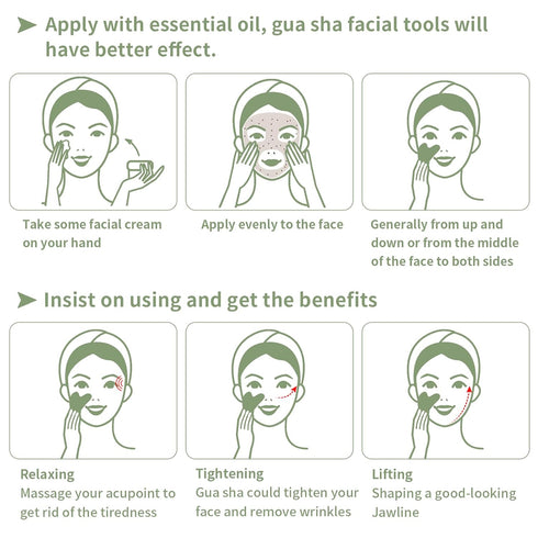 Gua Sha Facial Tools, Natural Jade Guasha Tool for Face,Double Chin & Jawline, Gua Sha Stone Self-Skin Care Face Stone Gua Sha tools for Women Gua...