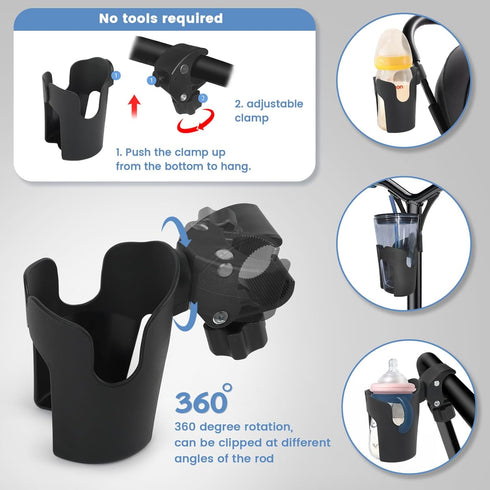 Stroller Cup Holder, Bike Cup Holder,Universal Bottle Holder for Stroller,Wheelchair, Walker, Bike, Scooter, Stroller Accessories for Uppababy, Nu...