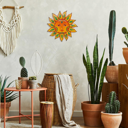 Metal Sun Wall Decor - 13 inches Sun Flower Wall Art Decoration,Hanging Decoration for Home Garden Farmhouse Yard Patio Fence Living Room Bedroom...